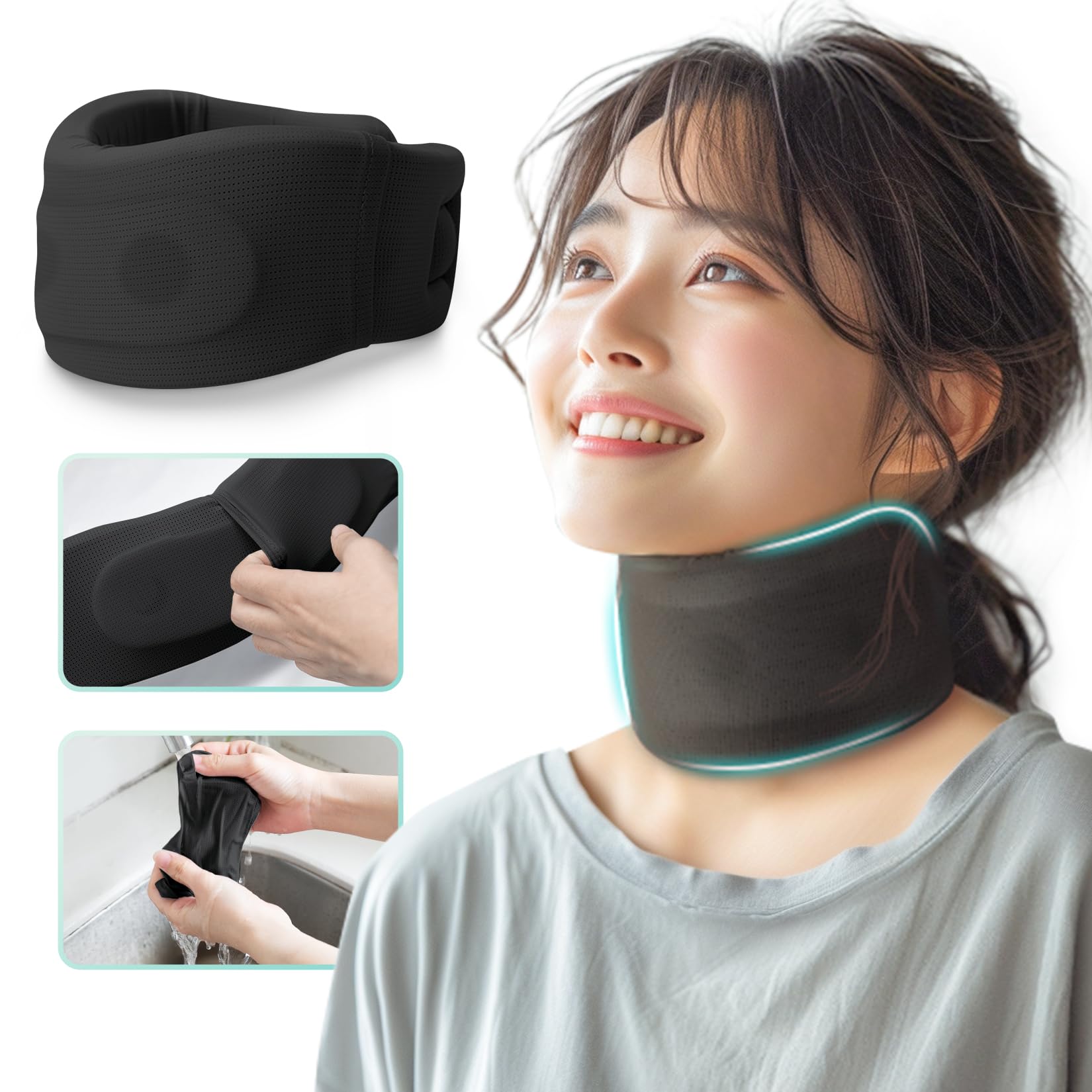 TechLove ネックサポーター 首コルセット Amazon | 【取り替え可能な布カバー付き】首コルセット 首